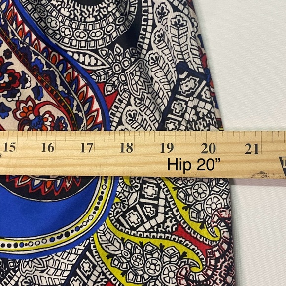 Palazzo Pants Wide-Leg Loose Vibrant Paisley Boho Artistic L Pull-on - Picture 5 of 10